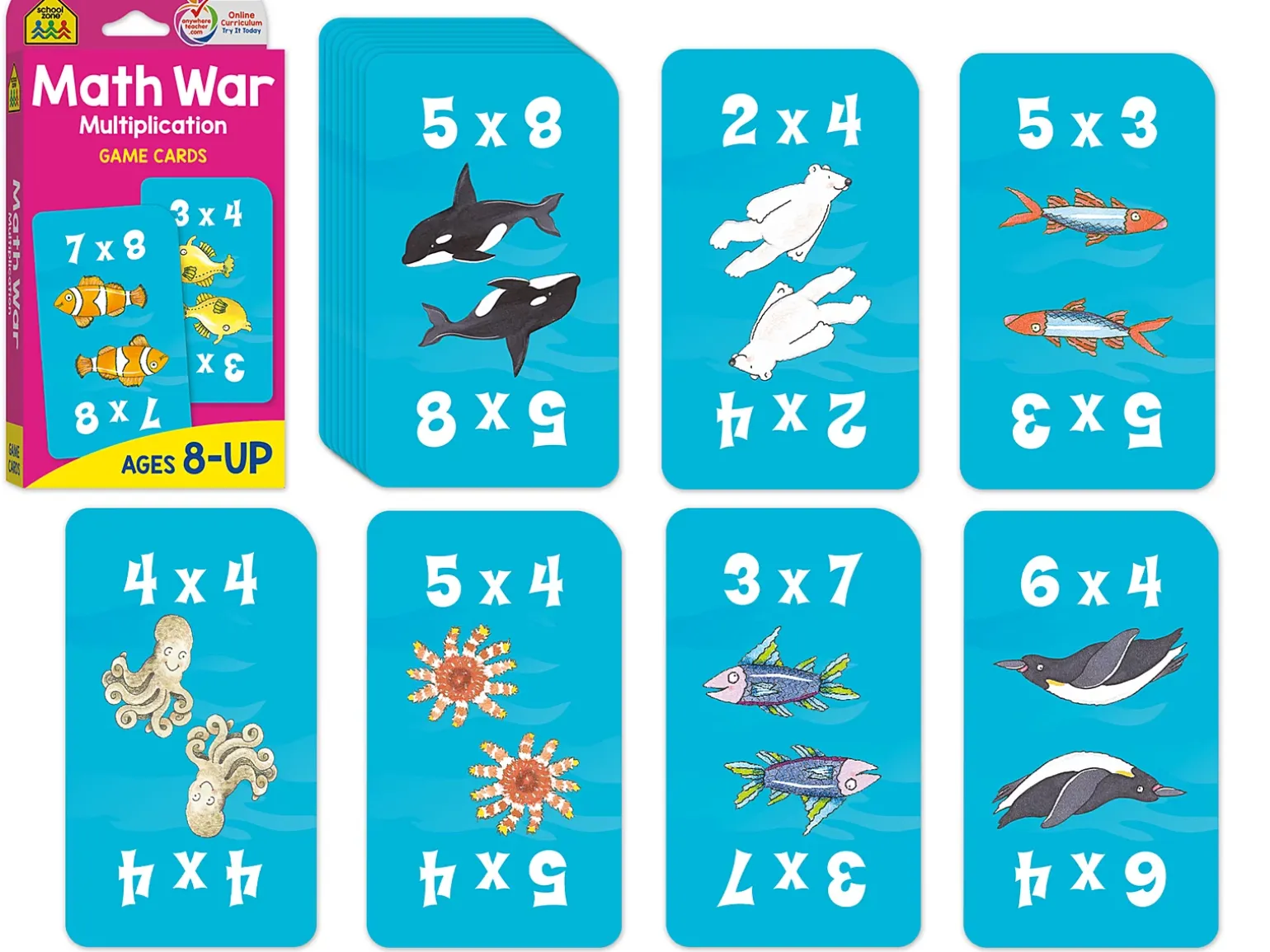 Math War: Multiplication Game Cards
