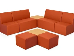 Modern Edge Couch & Powered Table Community Zone