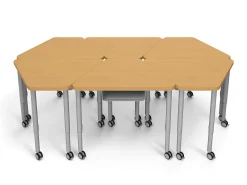 Modern Edge Mobile Trapezoid Student Desk with Book Box