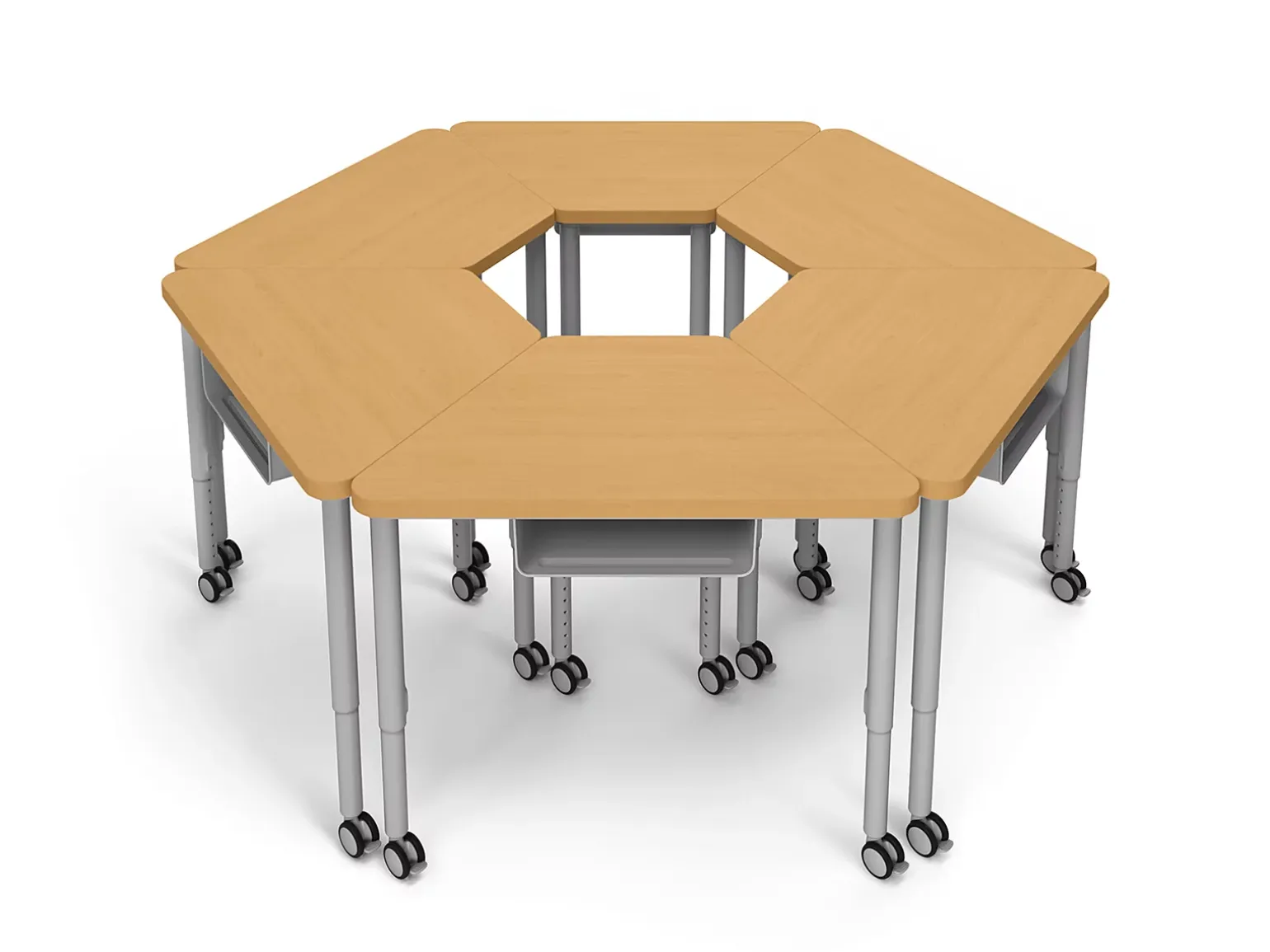Modern Edge Mobile Trapezoid Student Desk with Book Box