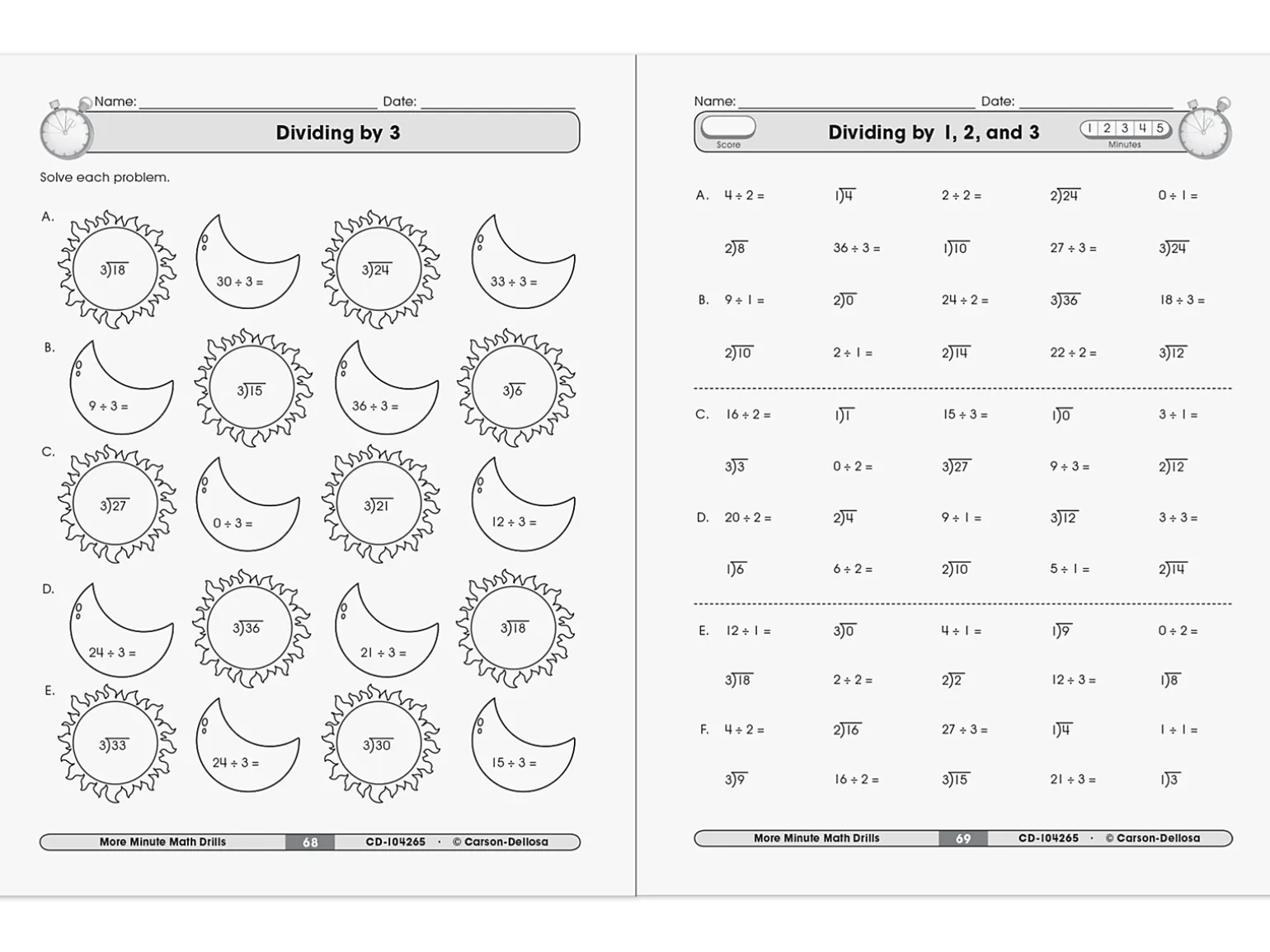 Multiplication & Division Minute Math Drills Workbook