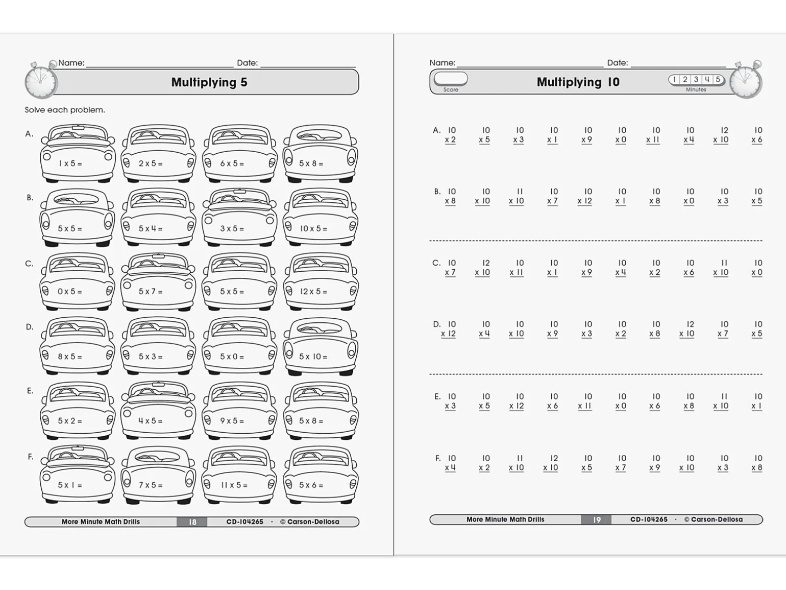 Multiplication & Division Minute Math Drills Workbook