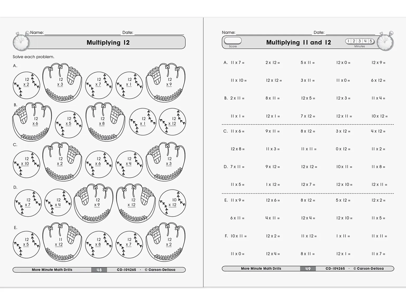 Multiplication & Division Minute Math Drills Workbook