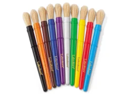 Natural-Bristle Paintbrushes - Set of 10