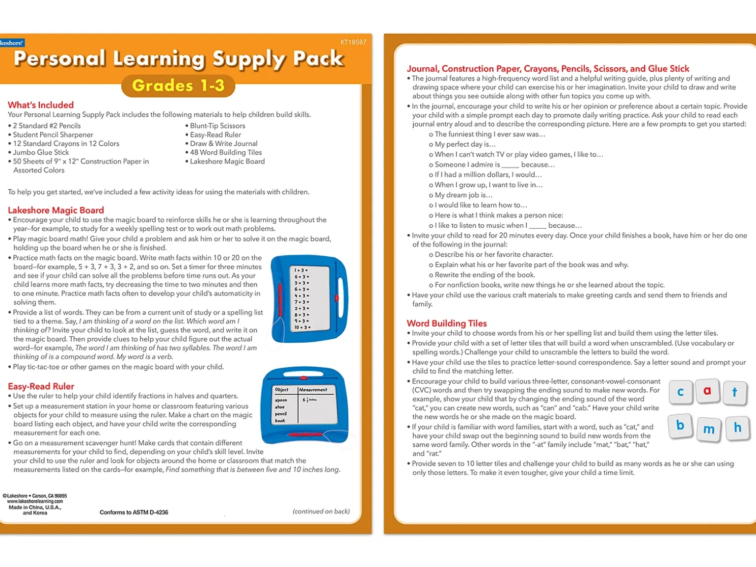 Personal Learning Supply Pack – Gr. 1-3