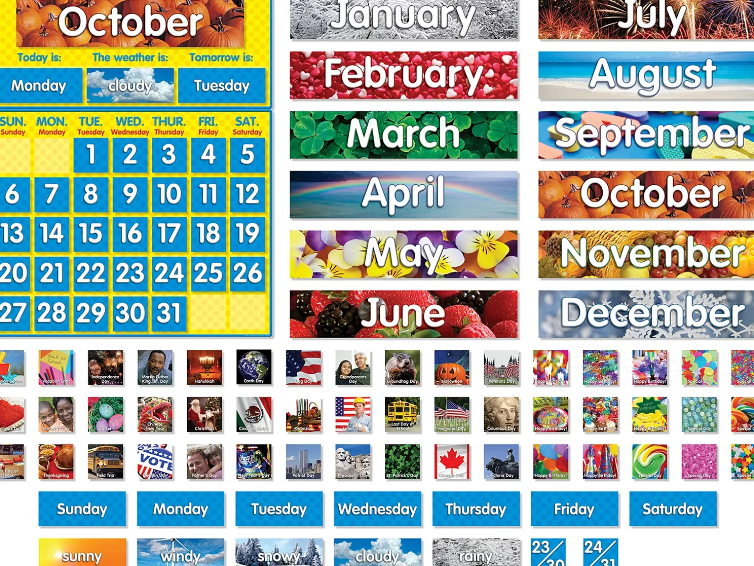 Photo Card Calendar Bulletin Board Set