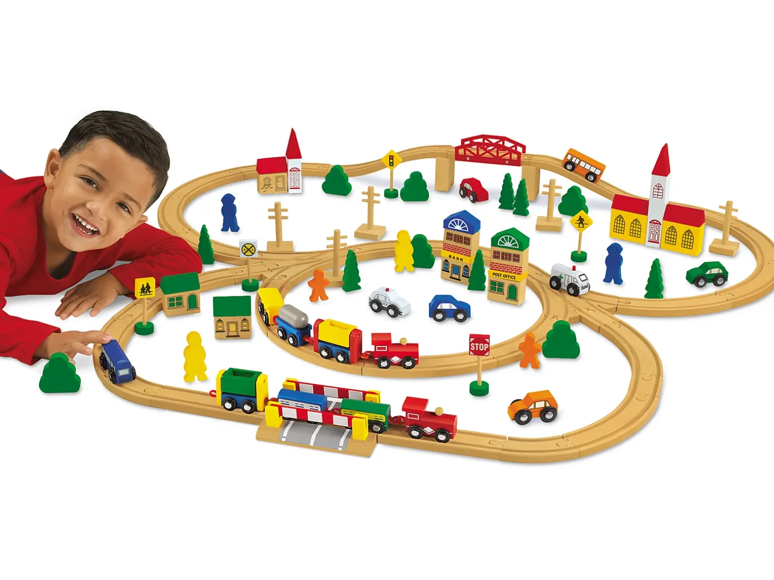 100-Piece Wooden Train Set