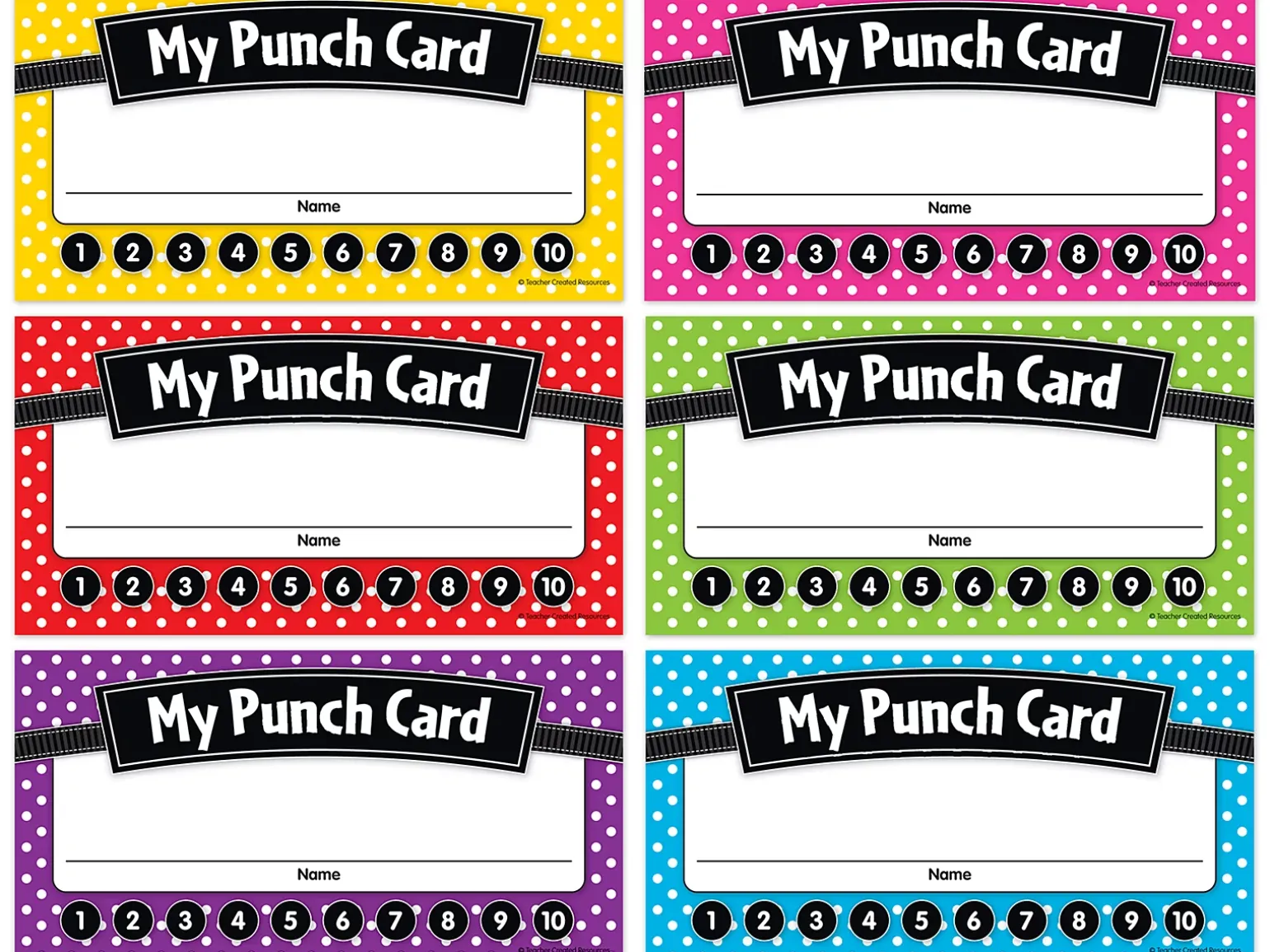 Polka Dot Incentive Punch Cards
