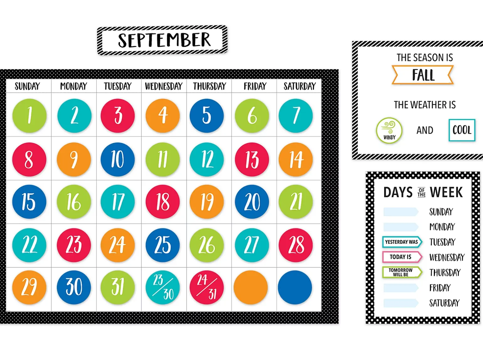 Pop of Color Calendar Bulletin Board Set