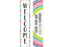 Rainbow Doodles Welcome Double-Sided Banner