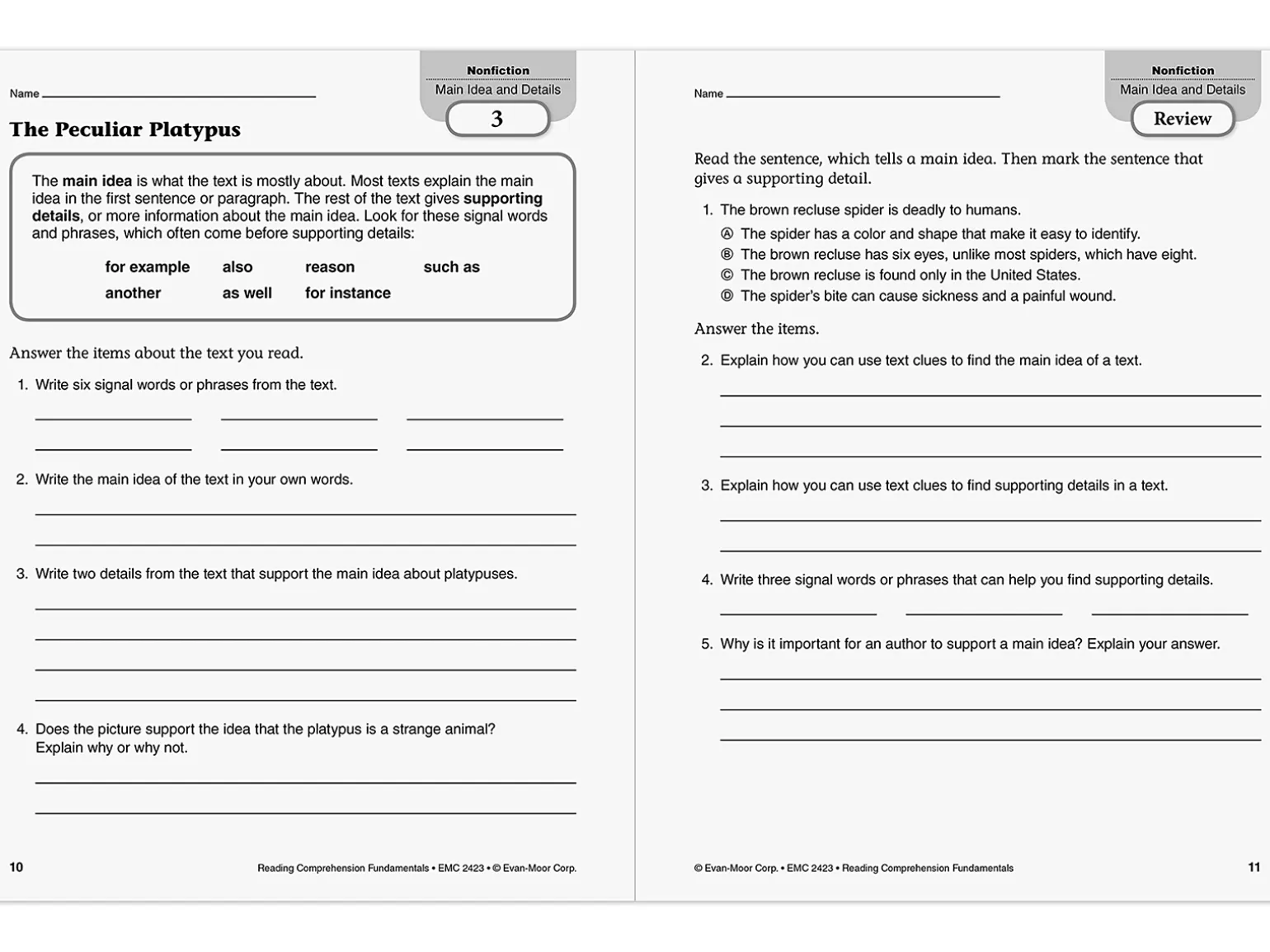 Reading Comprehension Fundamentals Workbook - Gr. 3