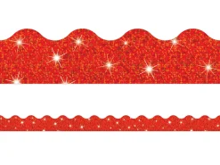 Red Sparkle Scalloped Border
