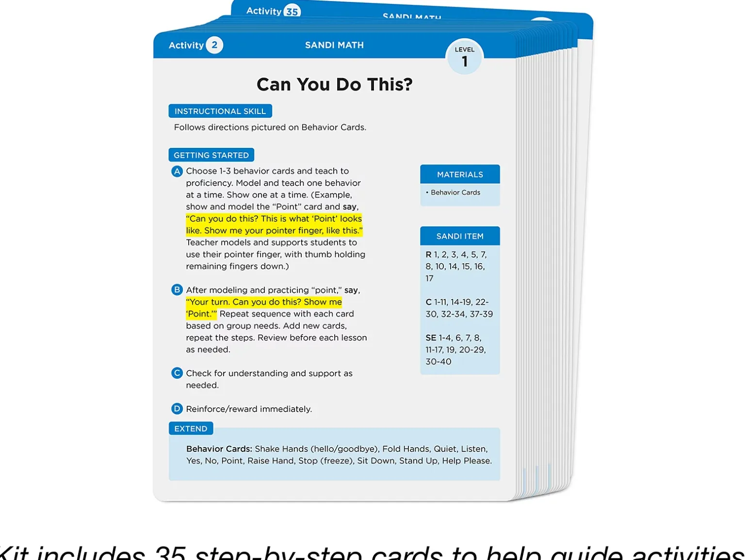 SANDI Instructional Kit: Math - Level 1