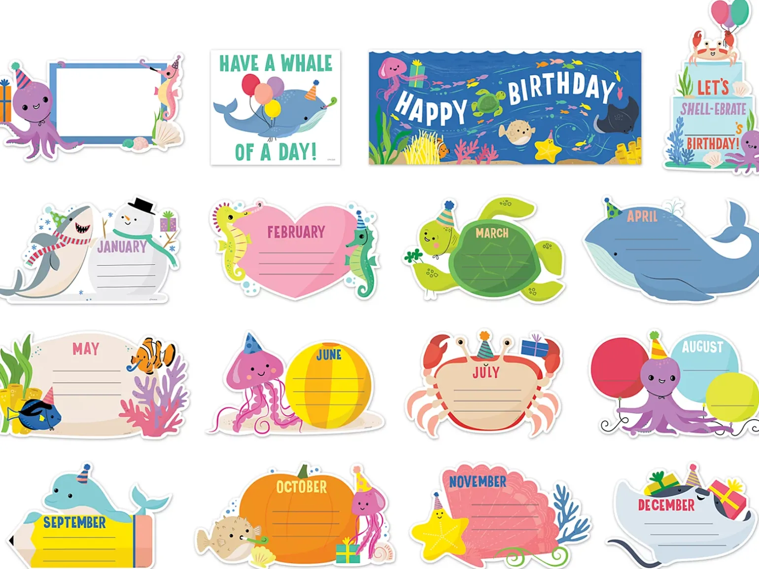 Sea Friends Birthday Bulletin Board Set