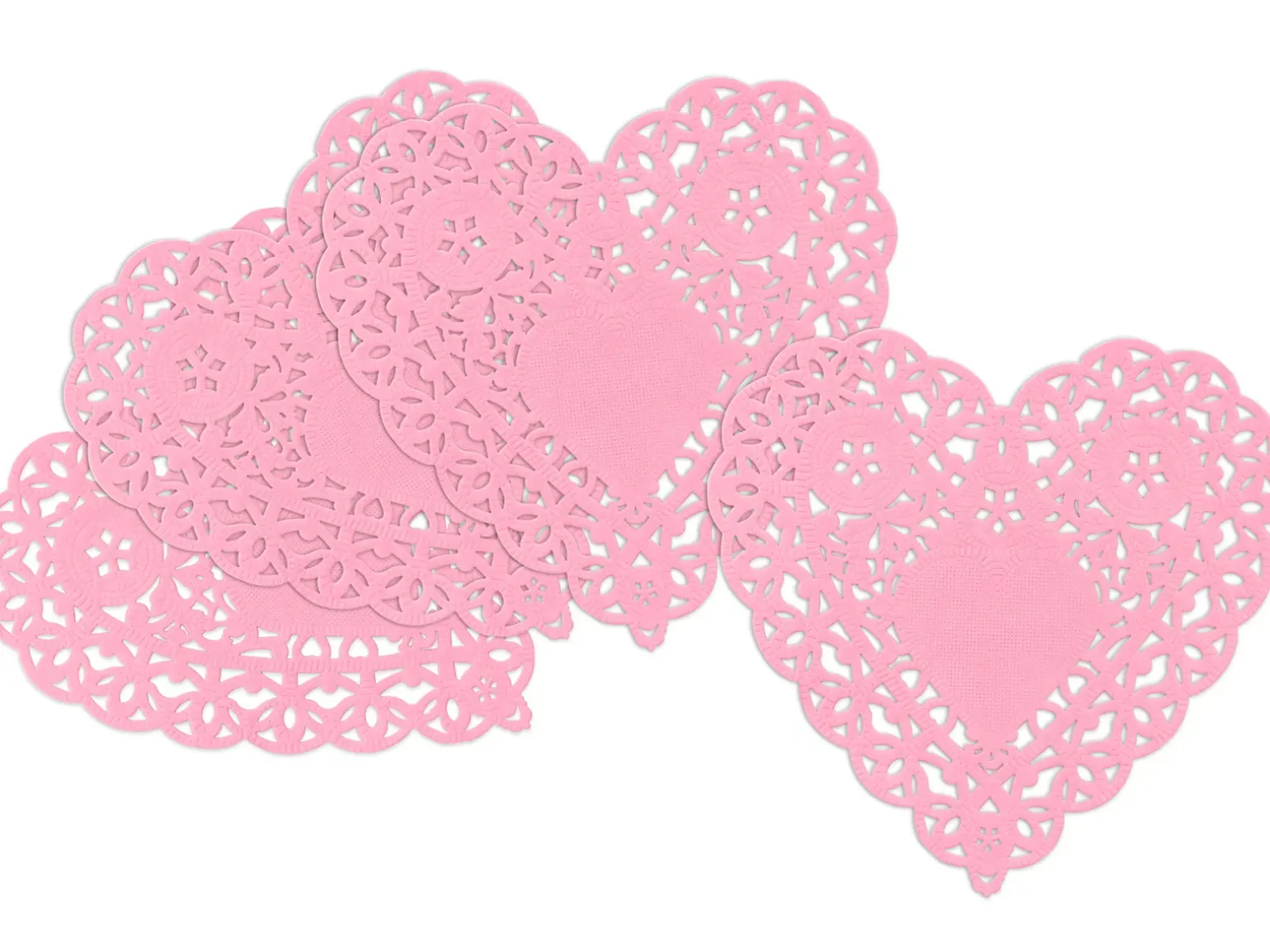 Small Pink Paper Heart Doilies - Set of 100