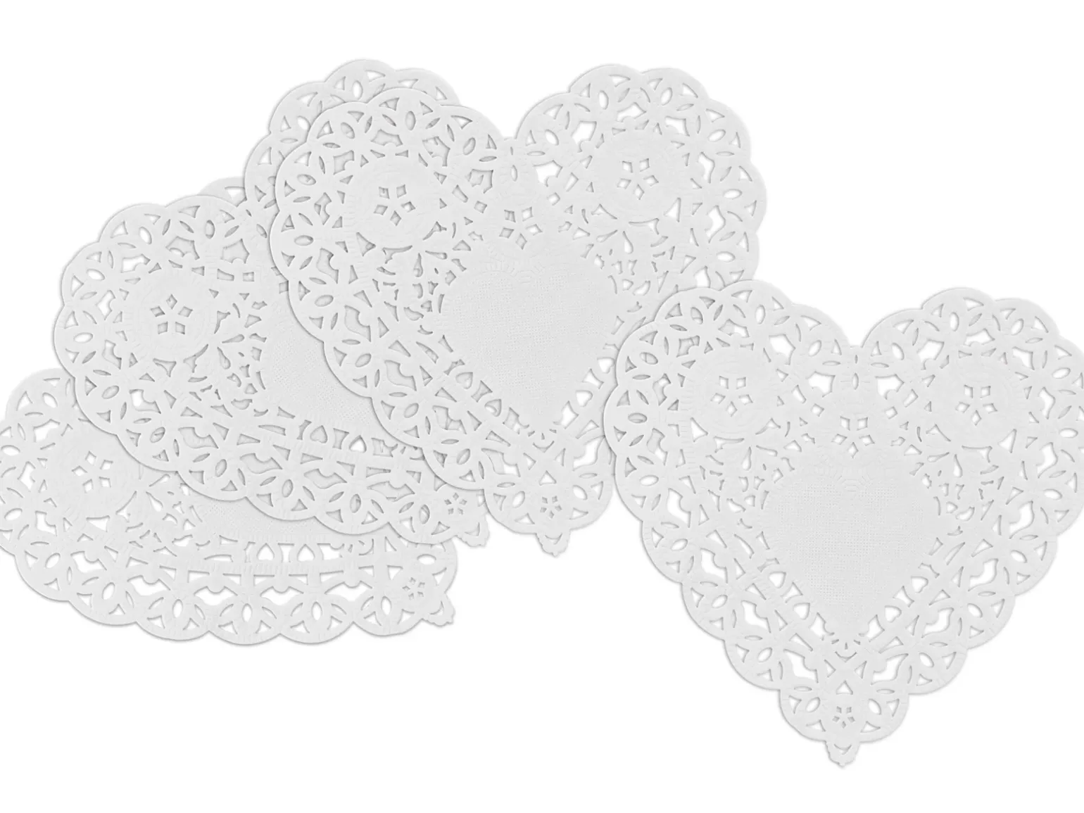 White Paper Heart Doilies - Set of 100